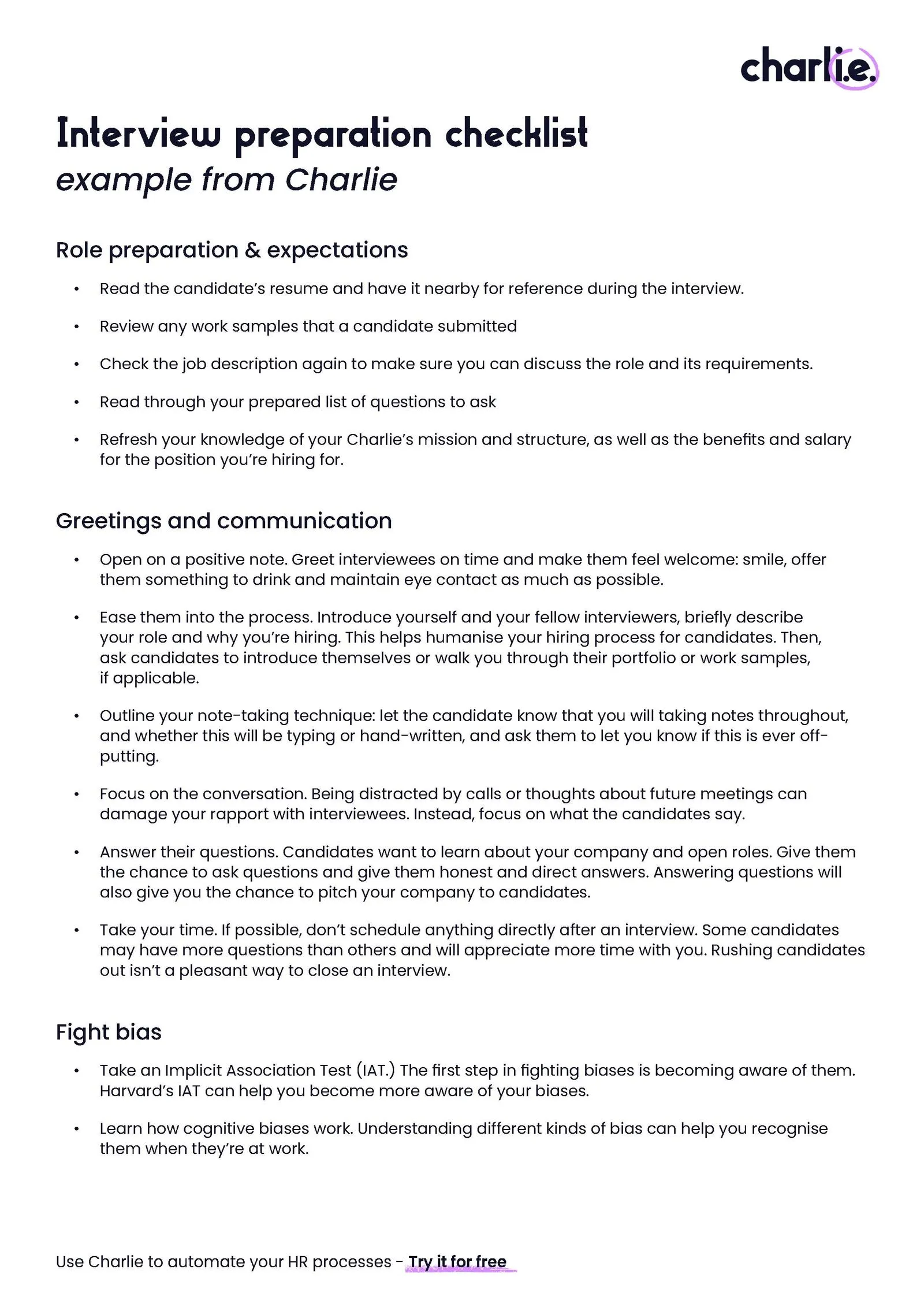 Interview prep checklist