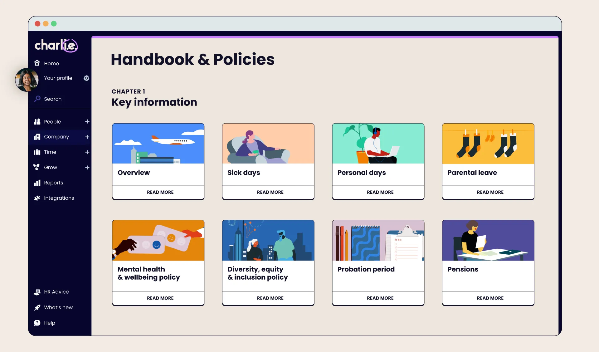Charlie company handbooks dashboard