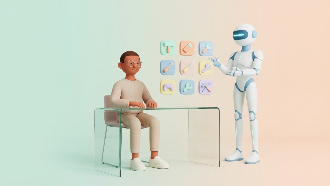 Leo and Rob-in evaluating a grid of nine sales tool icons in the Onsa workspace