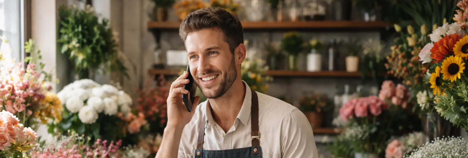 Fleuriste en boutique au telephone pour conseiller les clients a Geneve avec livraison de fleurs dans toute la Suisse