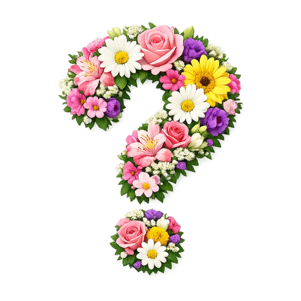 Point d interrogation compose de fleurs colorees pour illustrer une idee cadeau florale a Geneve avec livraison de fleurs dans toute la Suisse
