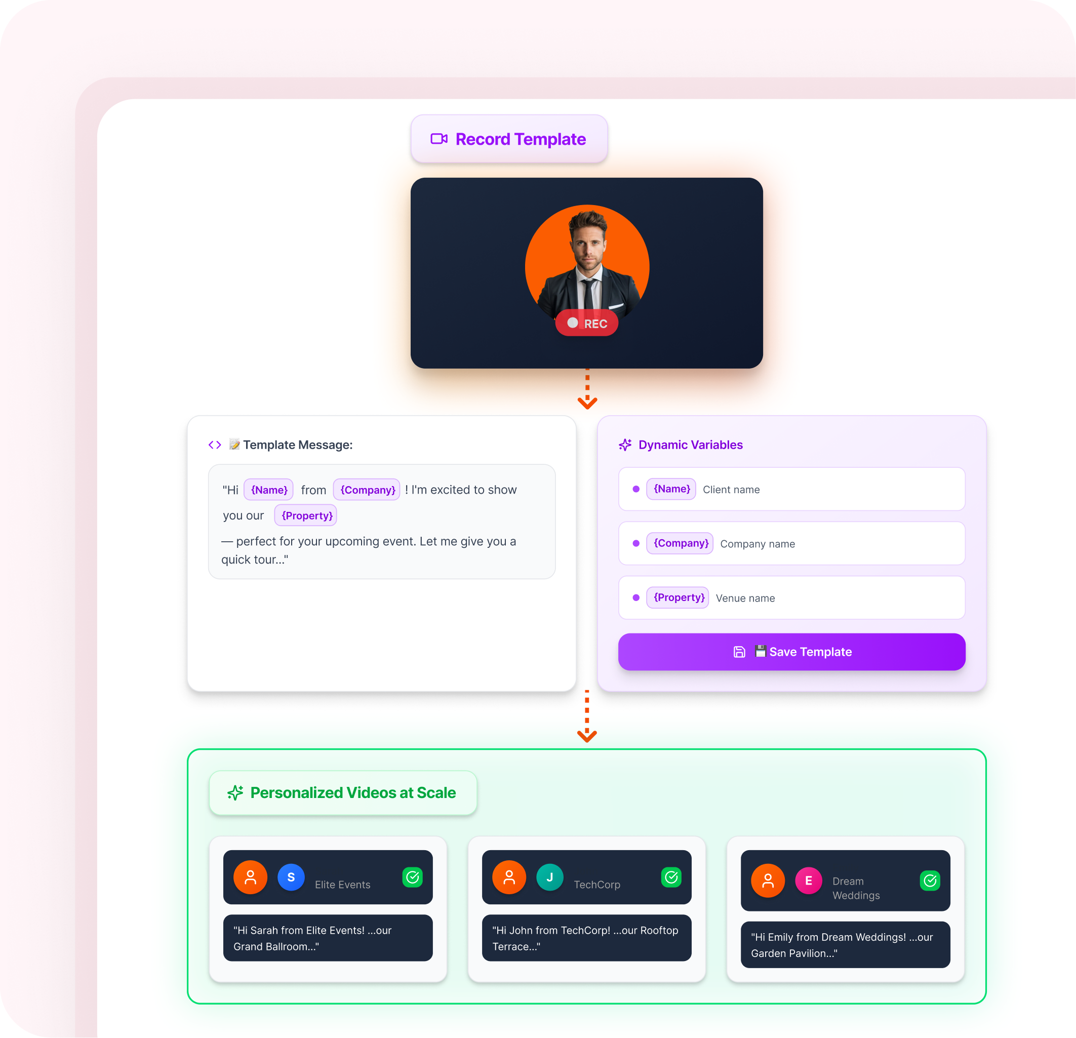 Send personalized video messages at scale.