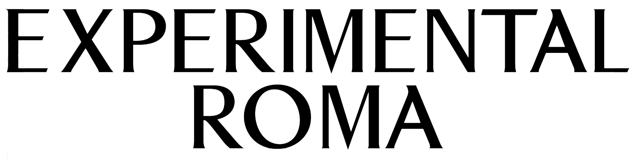 Text reading EXPERIMENTAL ROMA in black serif font on a transparent background.