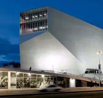 Modern architecture of Casa da Música, an iconic cultural site,Experimental Infante Sagres à Porto.