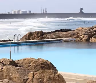 Pool facing the waves,Hotel Experimental Infante Sagres in Porto.