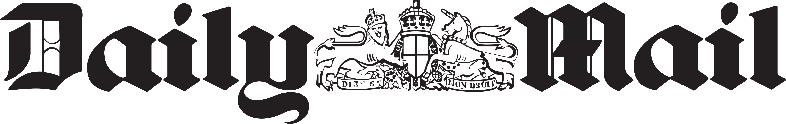 Daily Mail masthead with blackletter text and a crest featuring a lion and a unicorn.