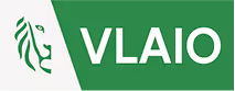 Vlaio logo with green and white colors featuring a stylized leaf design