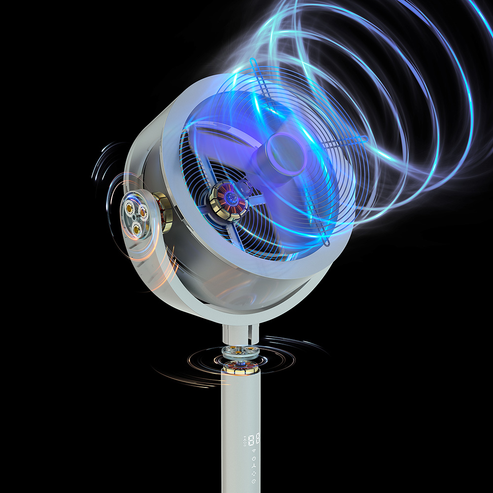 Design of a smart standing fan with a rotating housing
