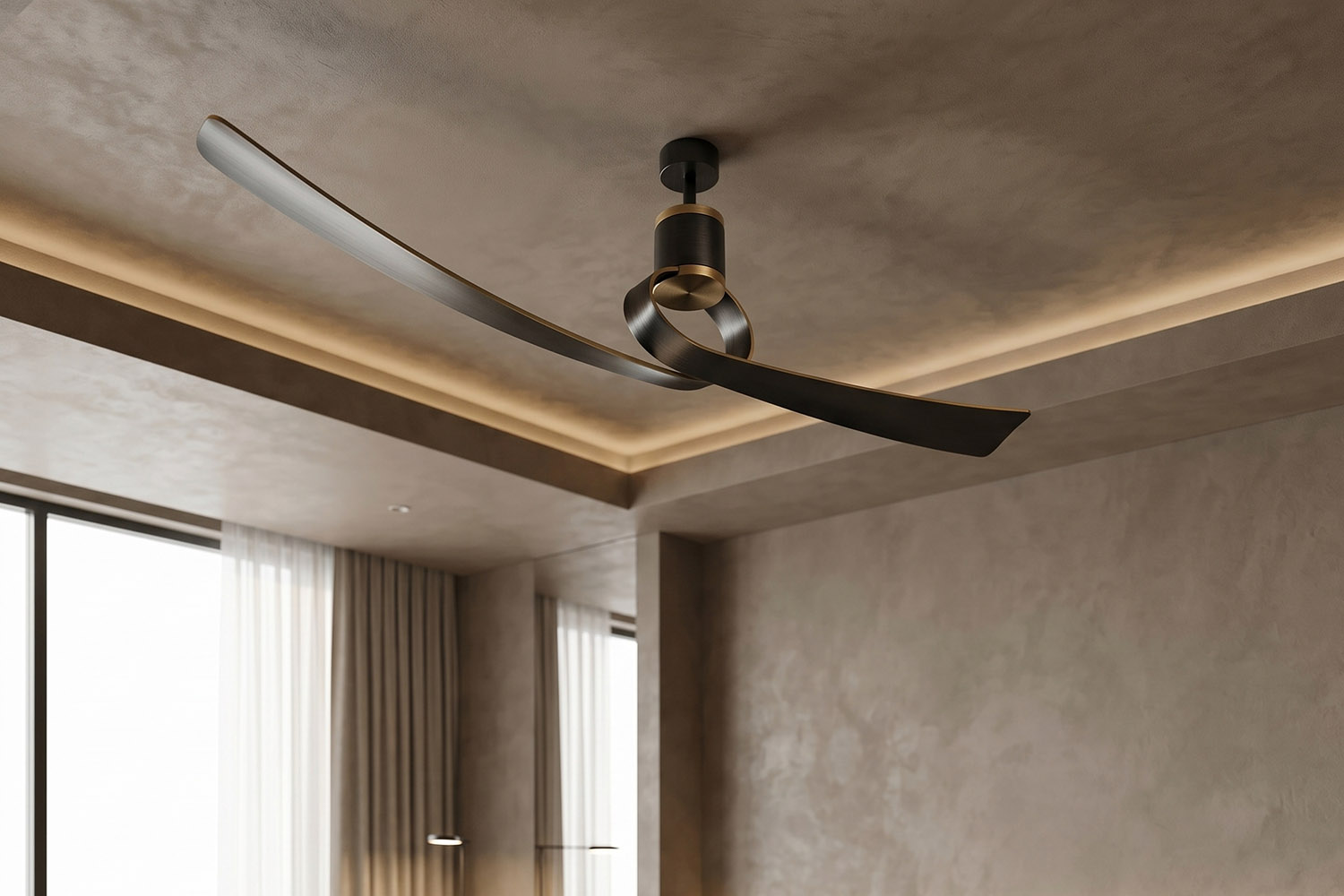 Ceiling Fan Design with a Single Curved Blade