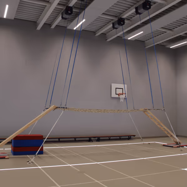 Opstellingen maken in de gymzaal van het Drechtster college
