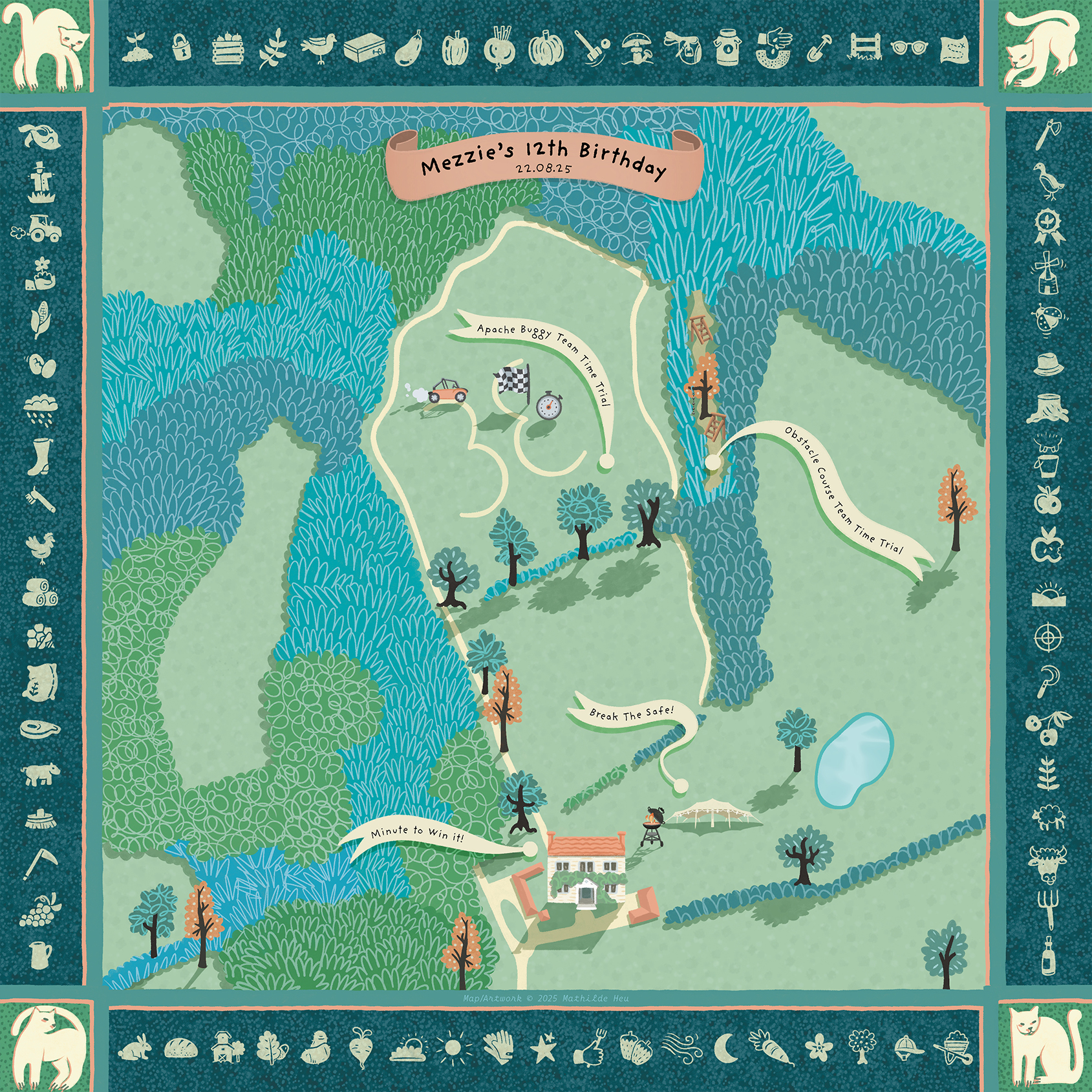 Illustrated treasure map with augmented reality