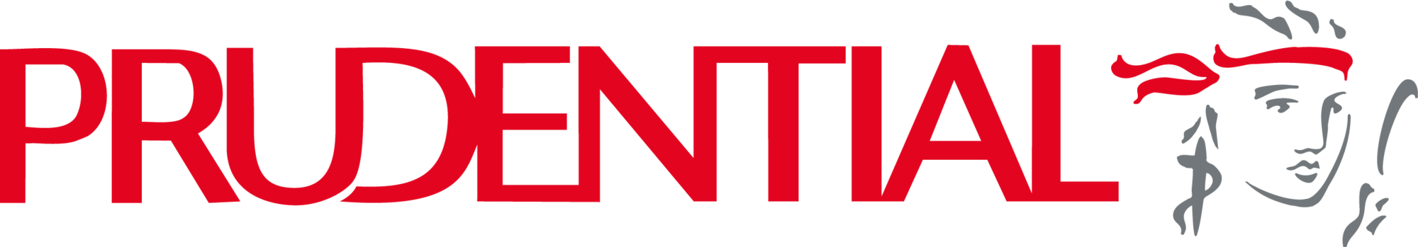 Prudential logo with red text and a gray stylized face wearing a red headband.