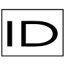 White stylized letter D logo on black background.