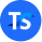 Theriot Solutions company logo with stylized letters TS in white on a blue circular background.