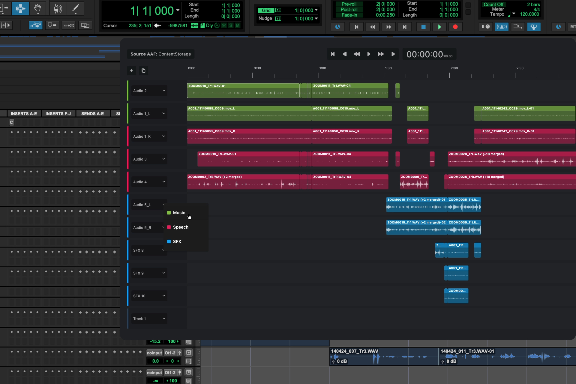 Forte AI - fPost inside Pro Tools reorganizing a PTX session for audio post workflows