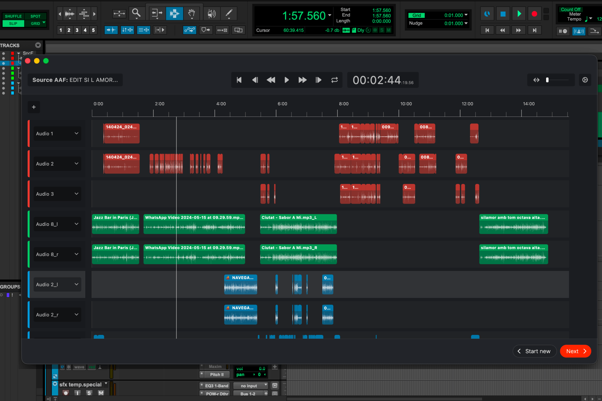 Forte AI - fPost inside Pro Tools reorganizing a PTX session for audio post workflows