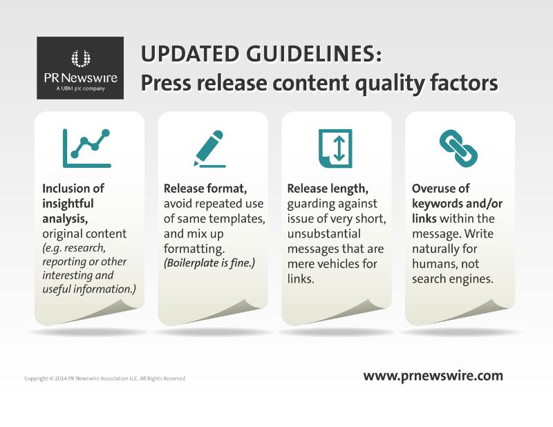 PR Newswire's new guidelines to improve press release content quality. (PRNewsFoto/PR Newswire Association LLC)