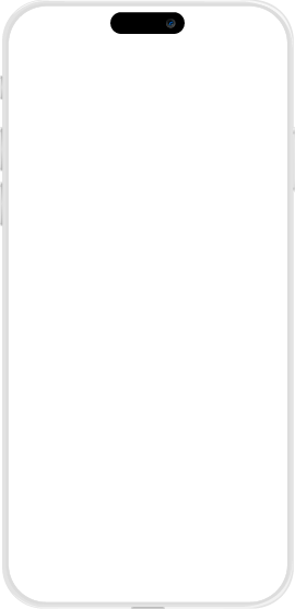 Front view of a white smartphone with a blank screen and a pill-shaped front camera module at the top center.