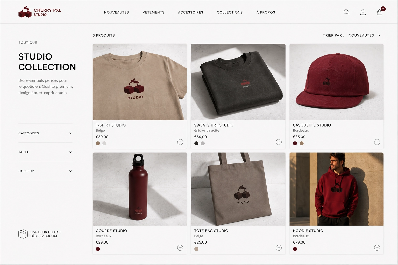 Boutique e-commerce de la Studio Collection Cherry PXL