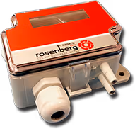 Rosenberg DPT flow controller with a transparent cover and red top panel.