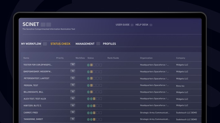 Computer screen with mockup of SCINET product