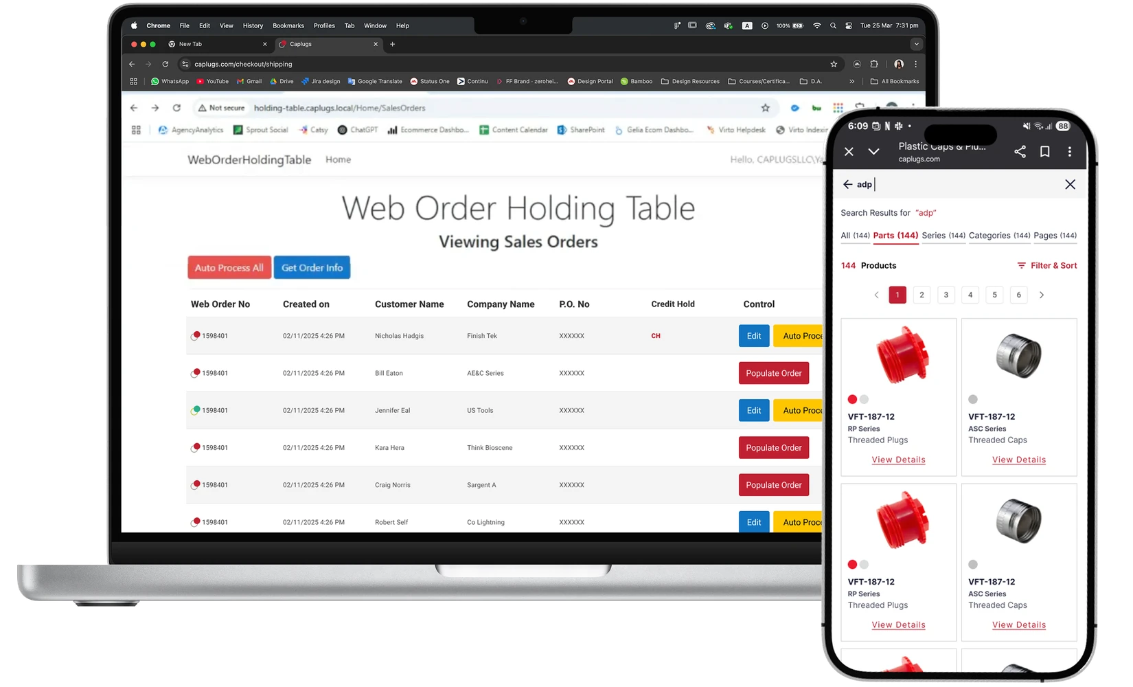 Caplugs dashboard on laptop and phone