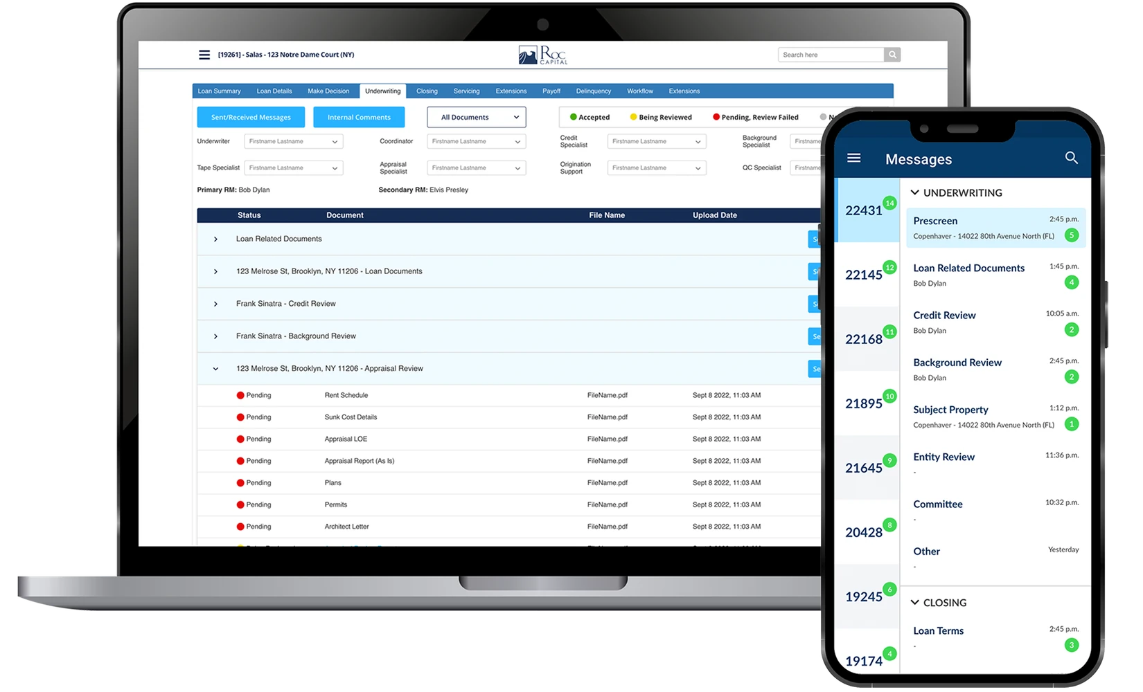 Roc360 lending platform on laptop and phone