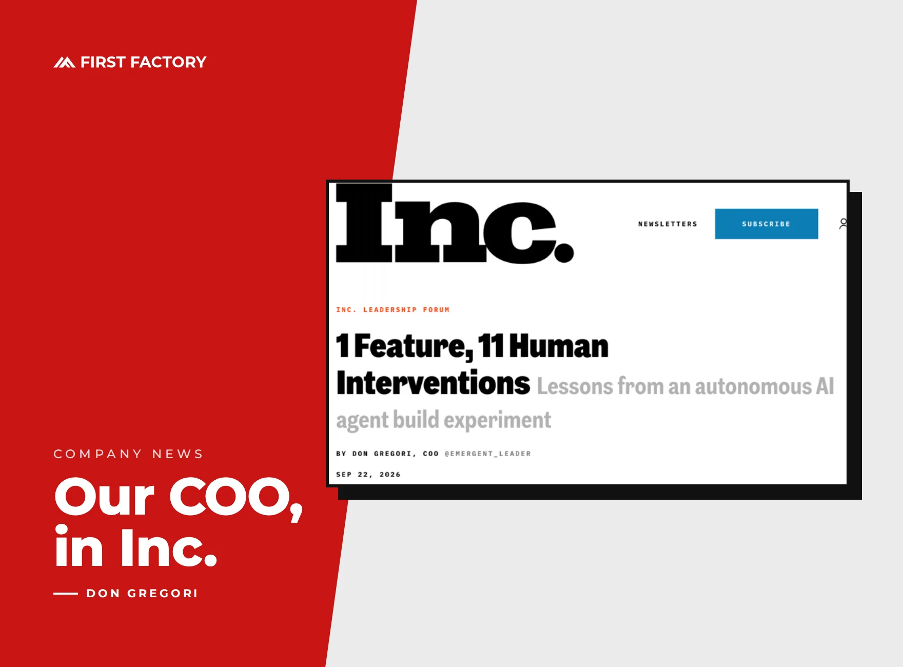 First Factory COO Writes for Inc. on Lessons from AI
