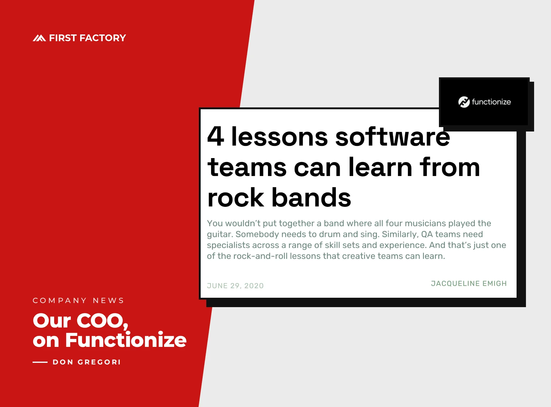 First Factory COO Featured in Functionize Blog on Team Building