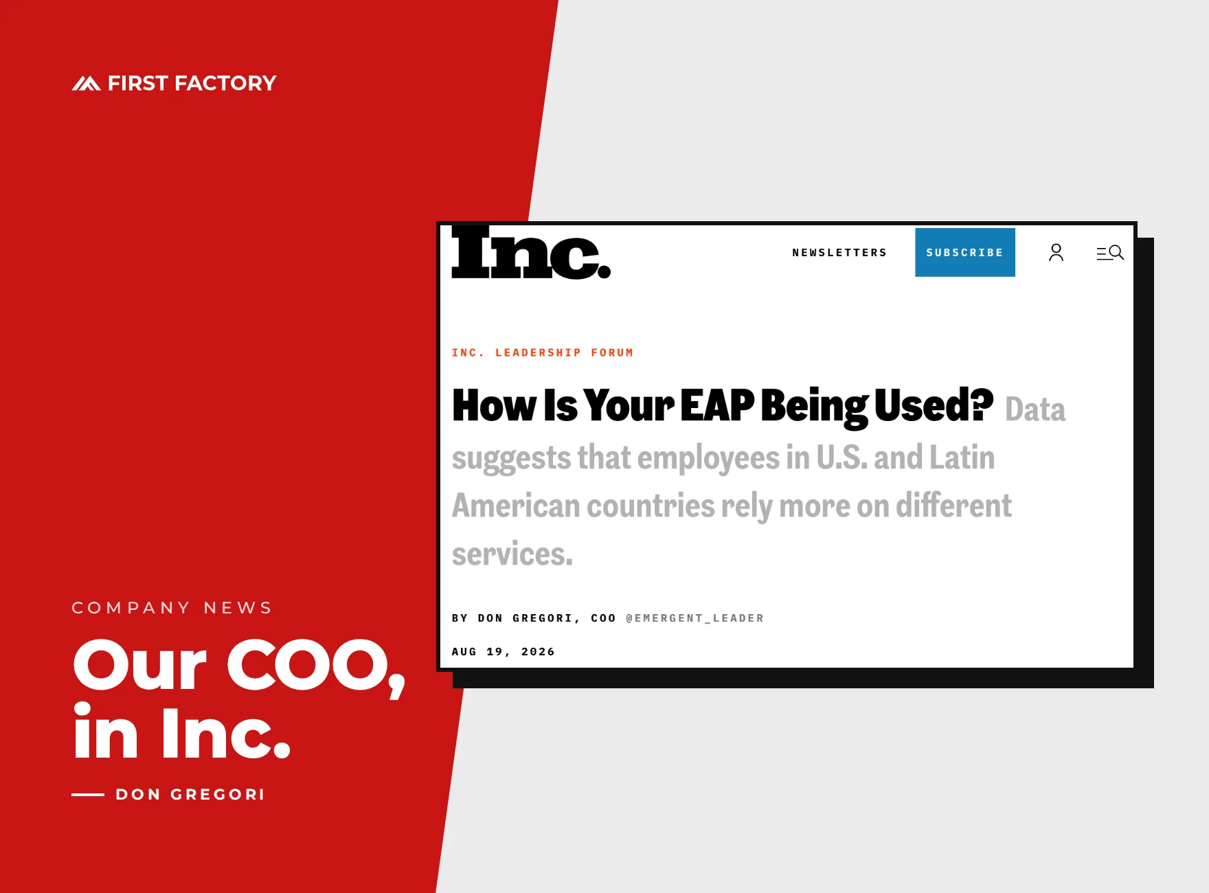 First Factory COO Writes for Inc. on Employee Assistance Program Usage