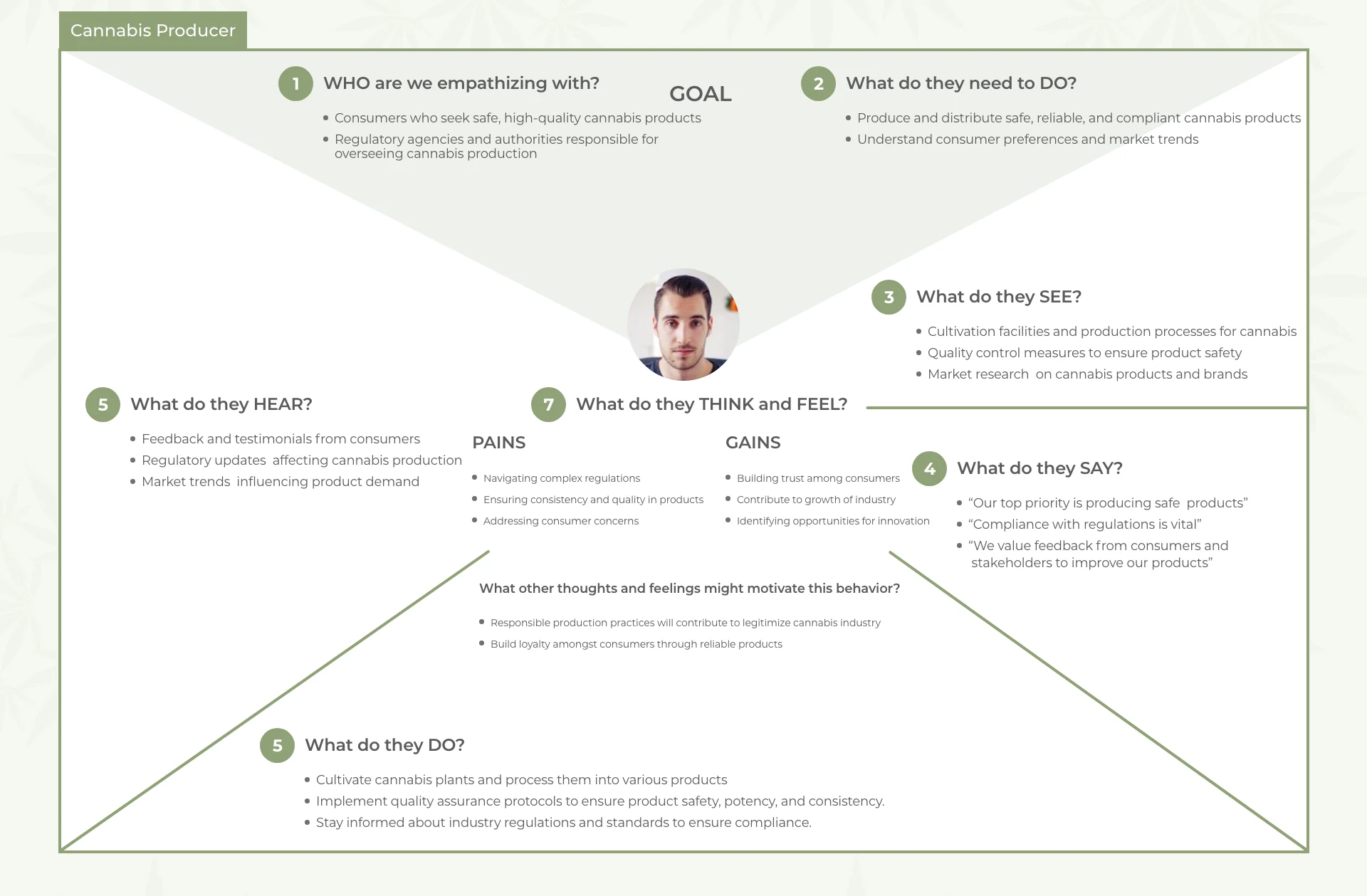 Empathy map for the cannabis producer persona
