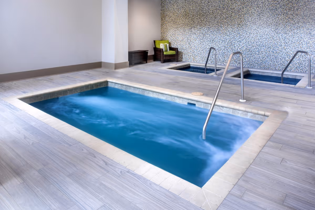 Indoor hot tub, cold plunge, and endless lap pool