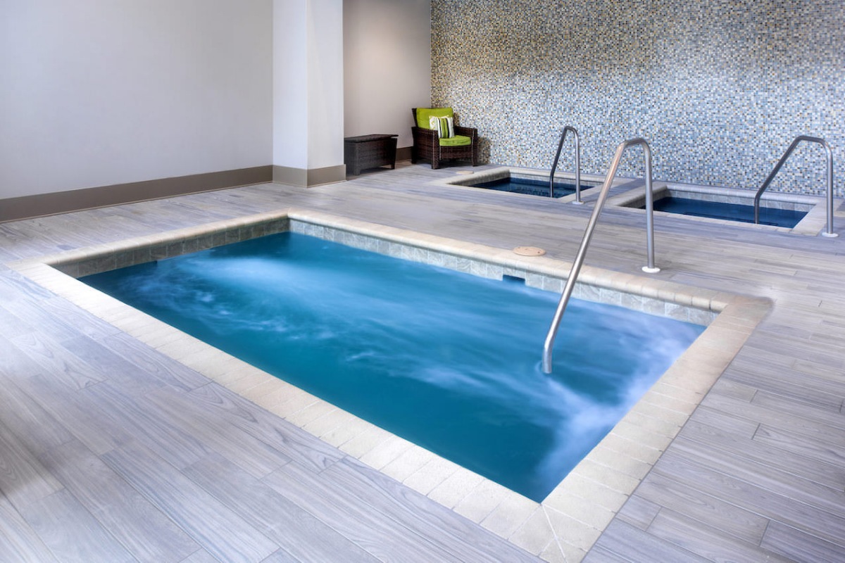 Indoor hot tub, cold plunge, and endless lap pool