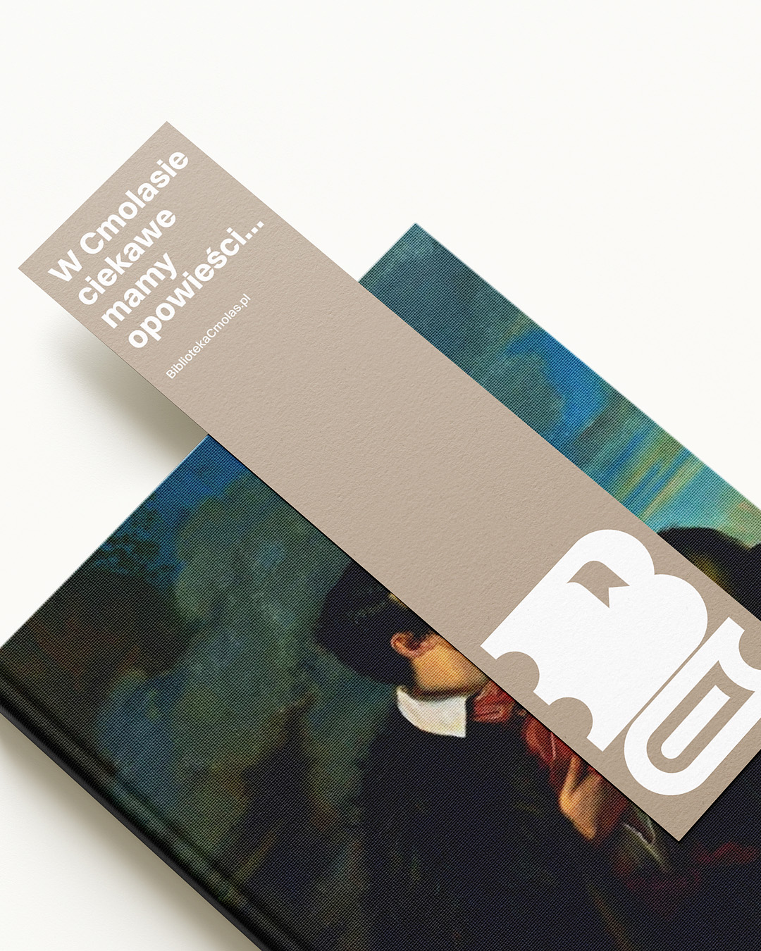 Logo w formie reklamowej - jako zakładka do książki - z hasłem reklamowym