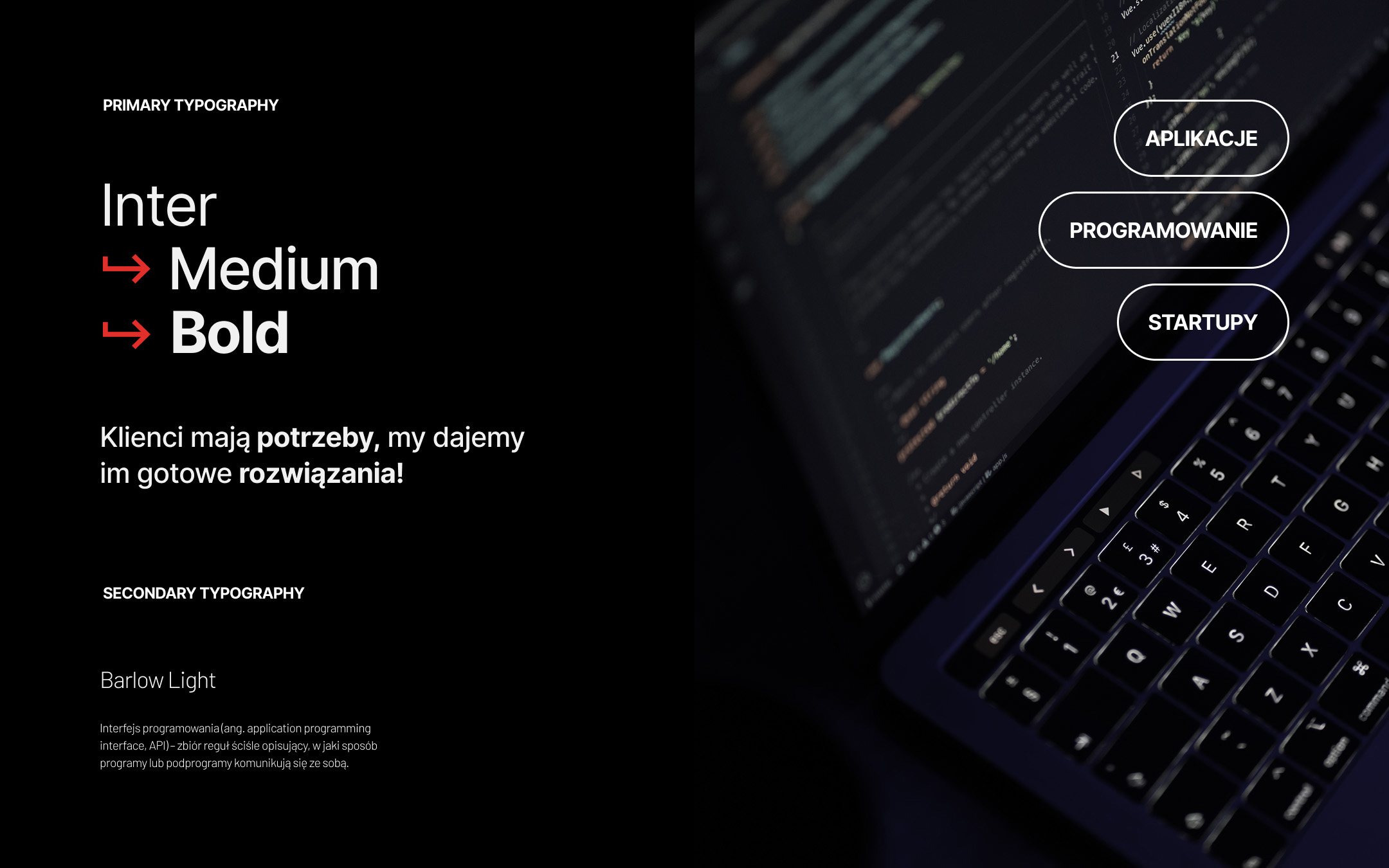 Typografia użyta w projekcie strony