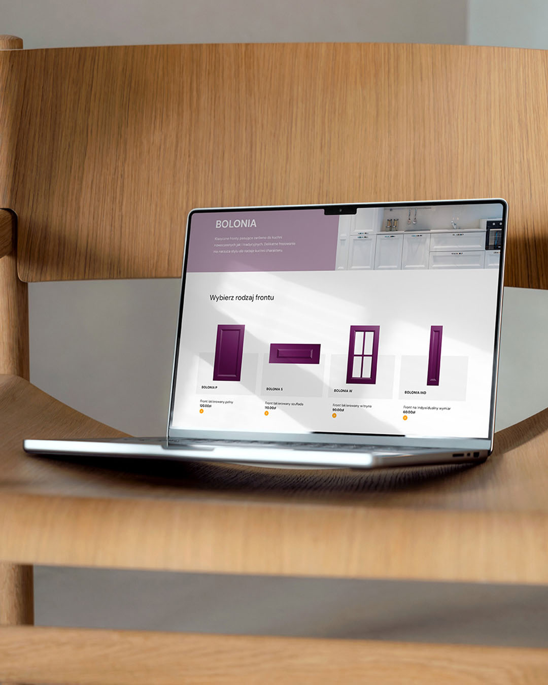 Prezentacja kategorii produktów na laptopie