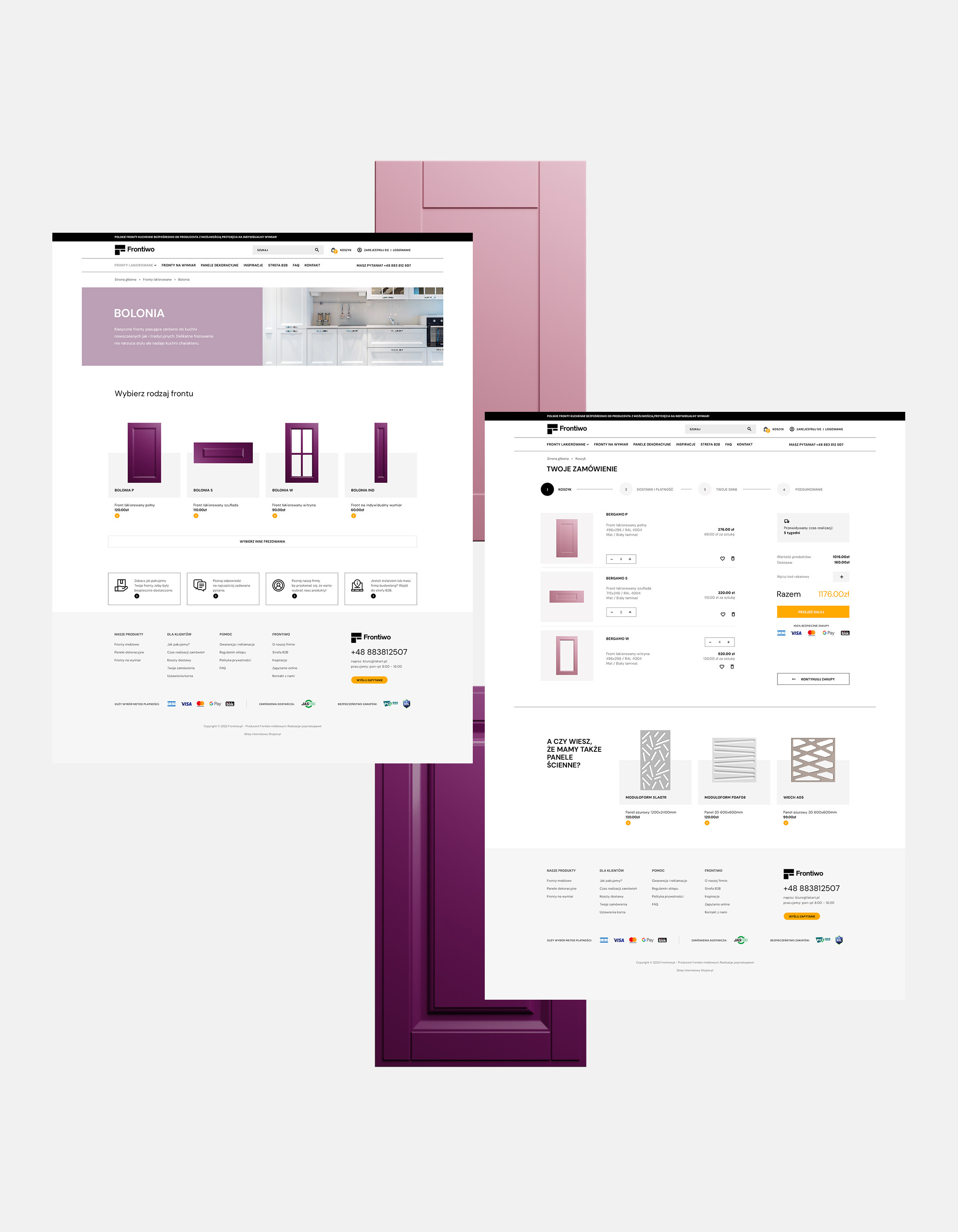Widok kategorii oraz koszyka zakupowego sklepu internetowego w wersji desktop