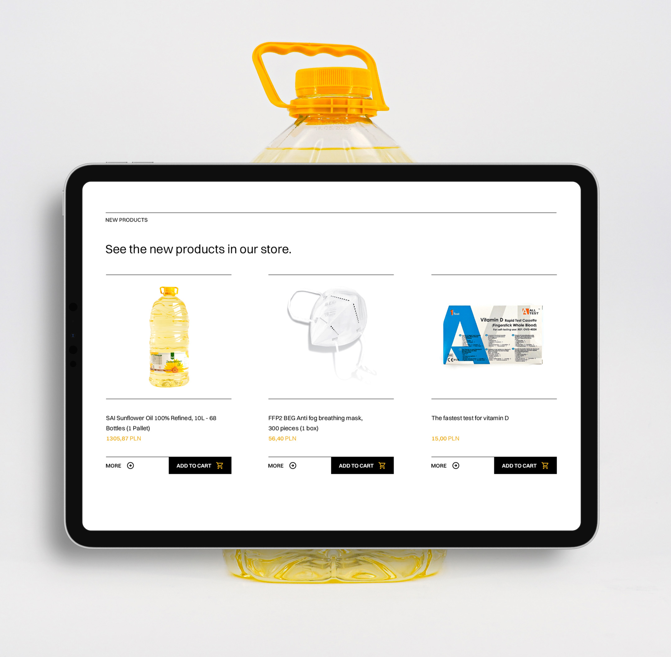 Prezentacja strony głównej sklepu internetowego na tablecie