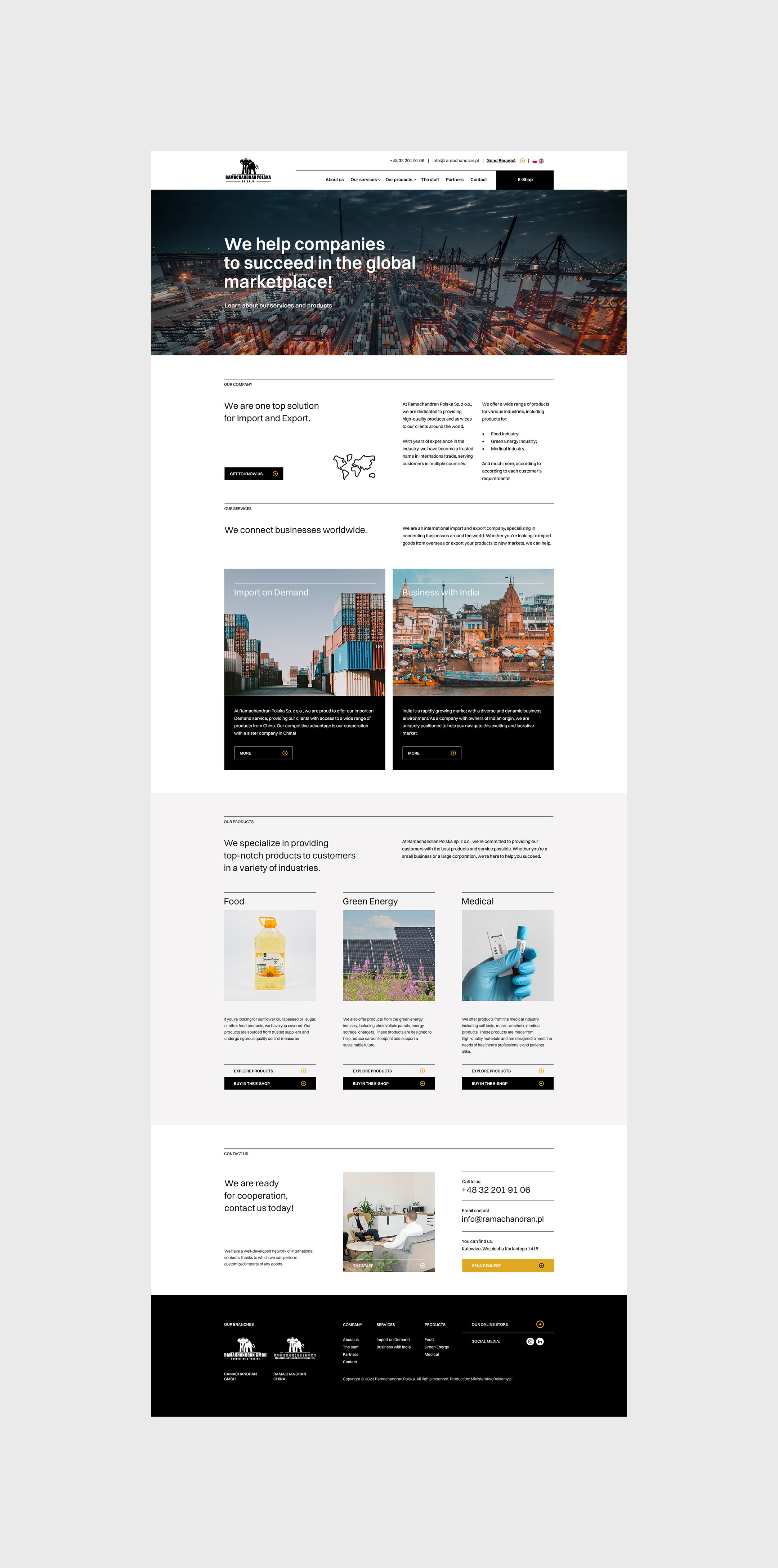 Pełny widok strony głównej projektu w wersji desktop