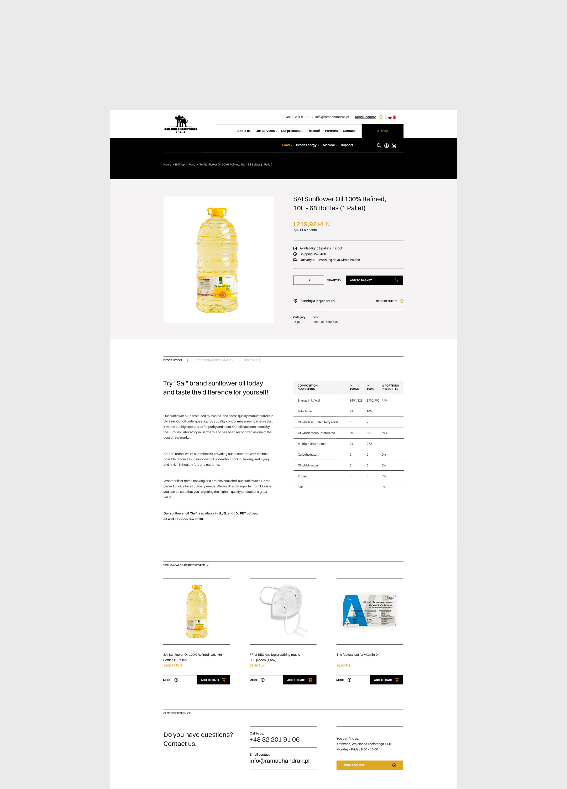 Karta produktu sklepu internetowego w wersji desktop - pełny widok