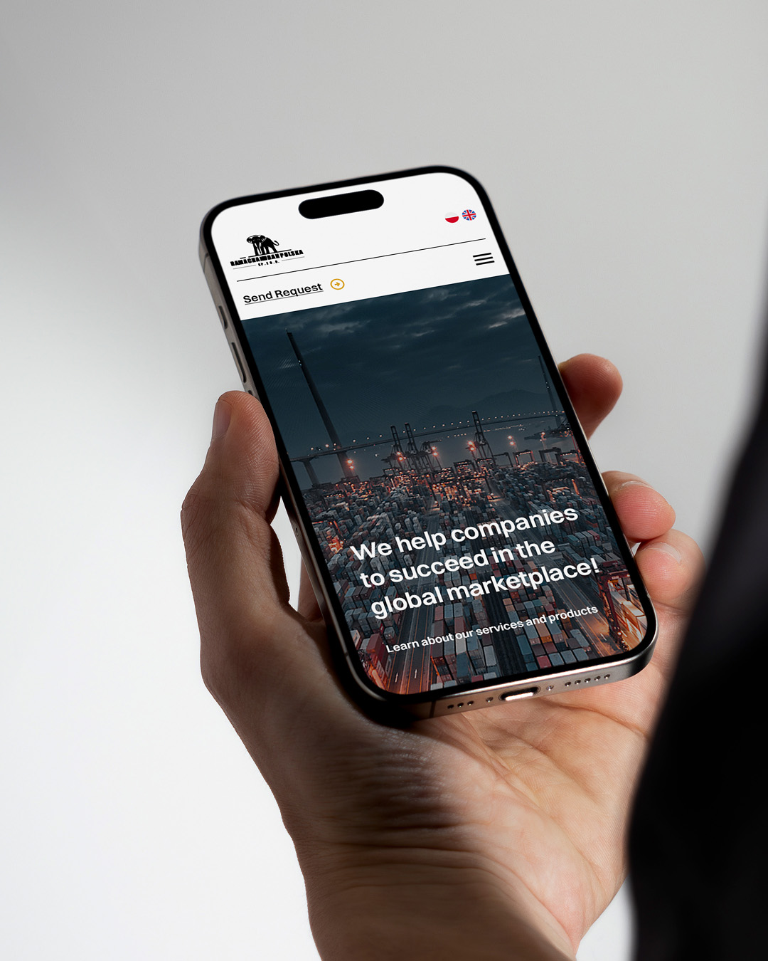 Prezentacja headera strony internetowej na telefonie