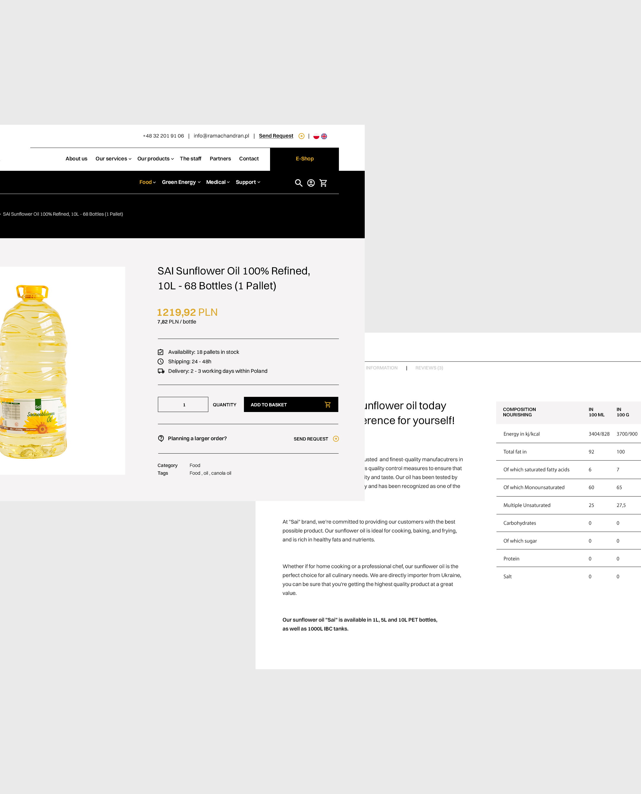 Zbliżenie na detale karty produktu sklepu internetowego w wersji desktop