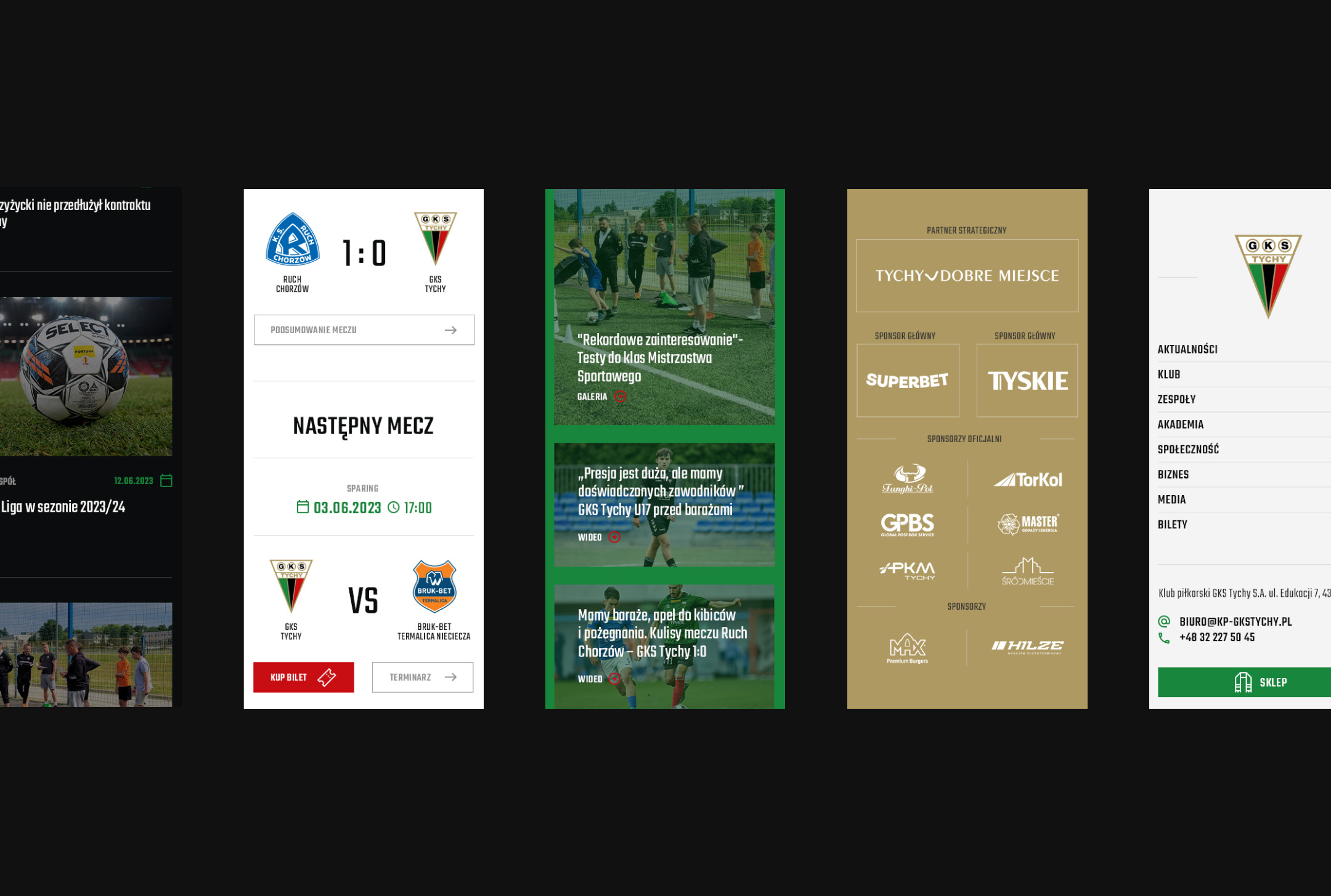 Widoki mobilne strony głównej serwisu internetowego