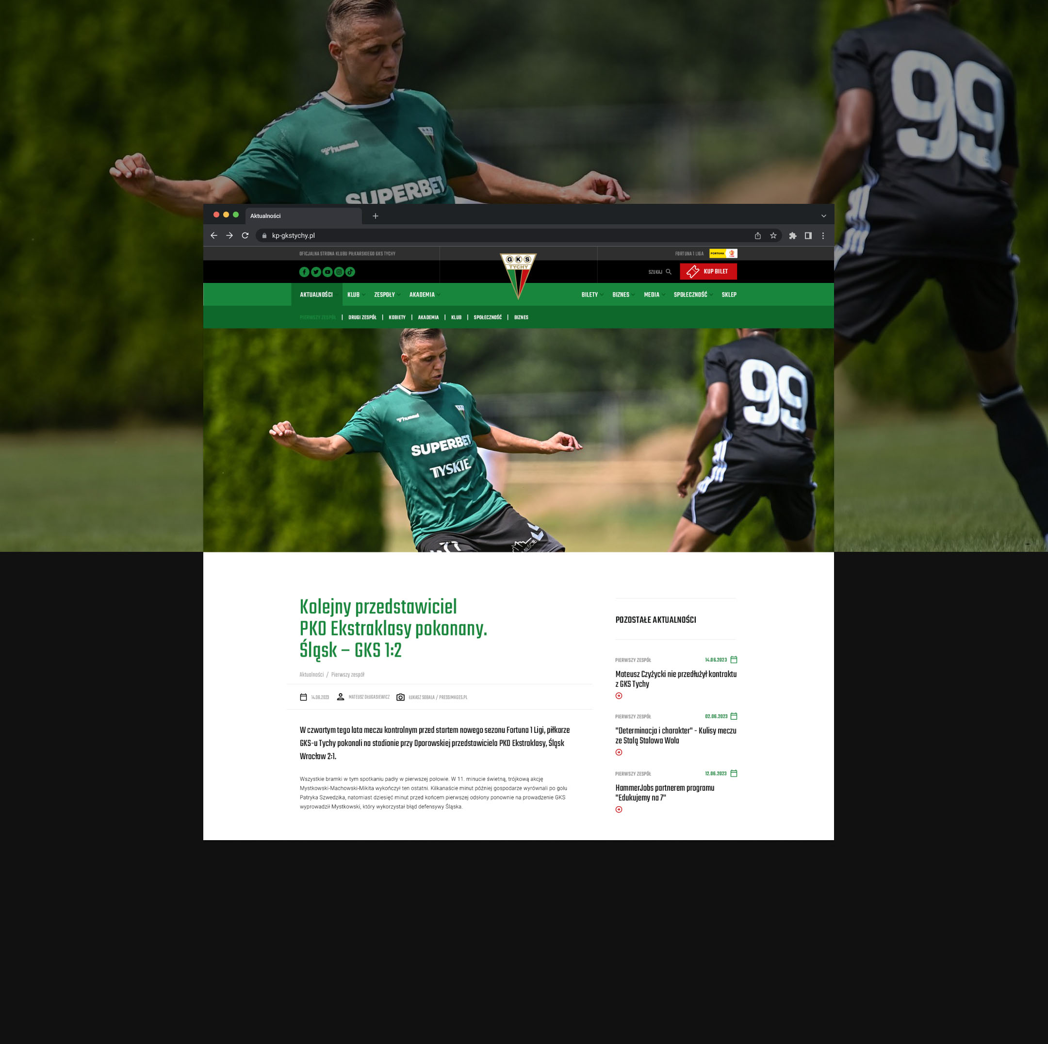 Widok wybranej aktualności w serwisie internetowym - widok desktop