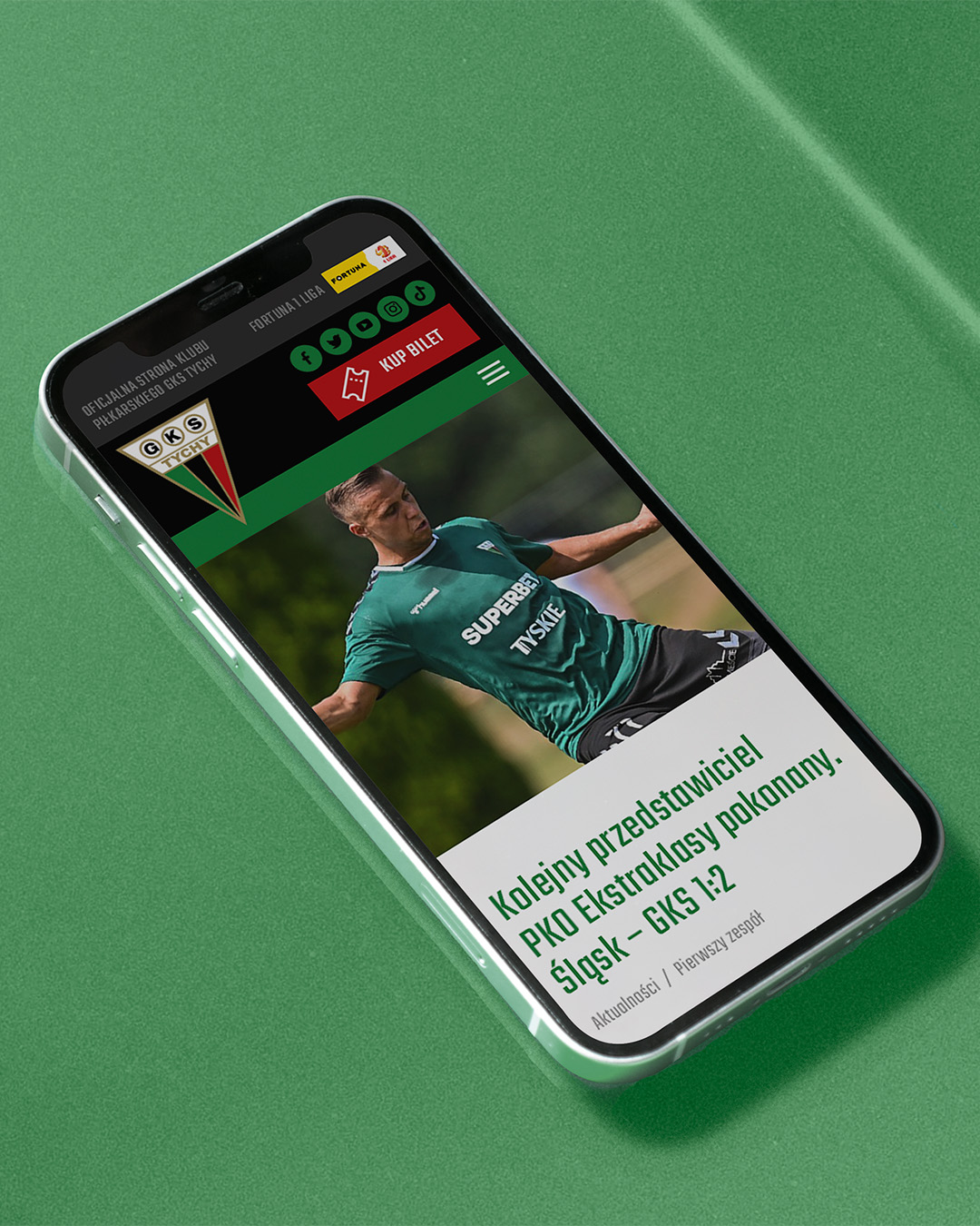 Widok wybranej aktualności w serwisie internetowym - widok mobilny na telefonie