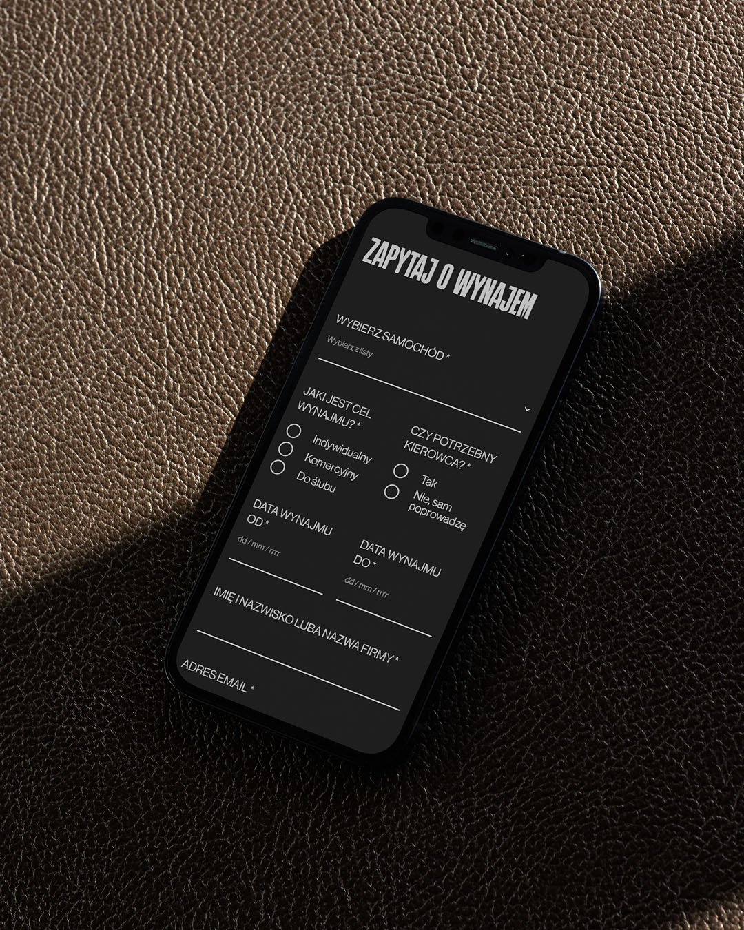 Wizualizacja podstrony Kontakt w wersji mobilnej
