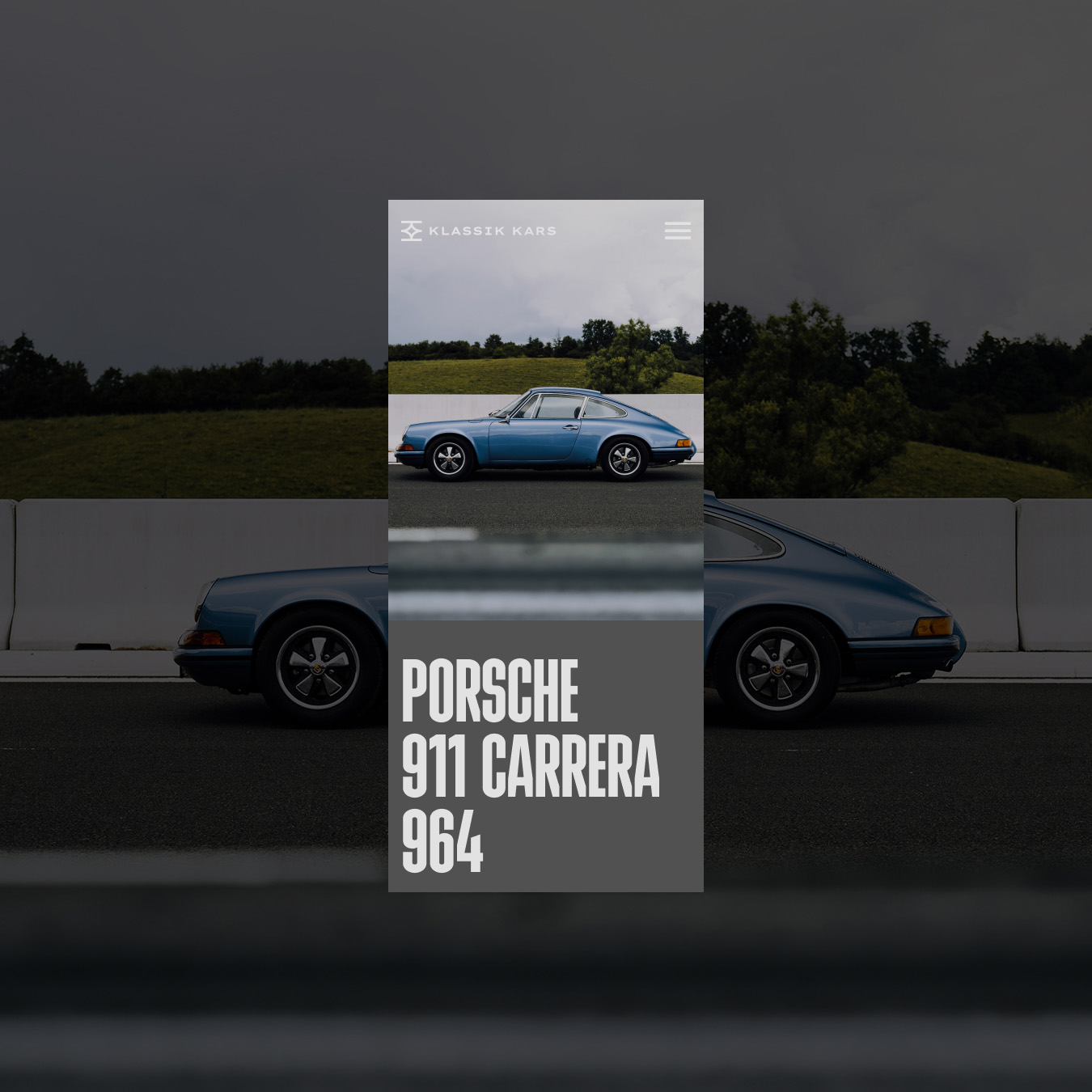 Klassik Kars - wypożyczalnia zabytkowych samochodów sportowych. Kompleksowy projekt - identyfikacja, wed design, webflow development.