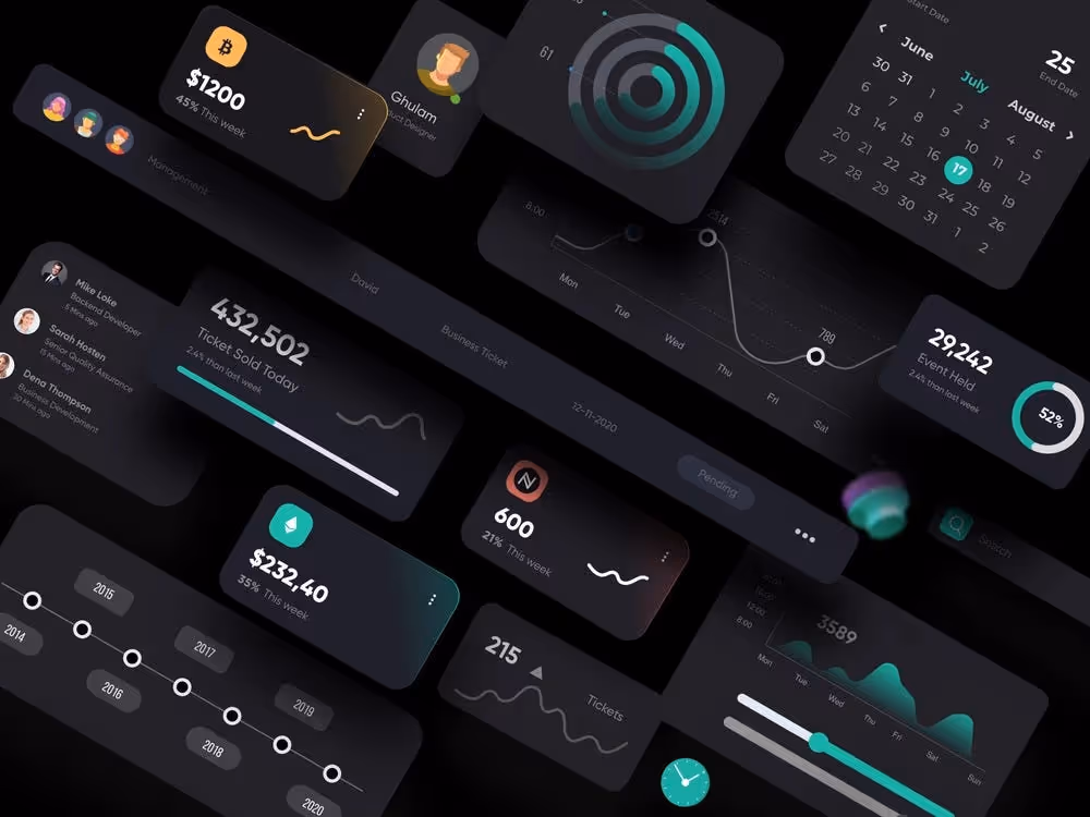 dark UI theme depicting modern design
