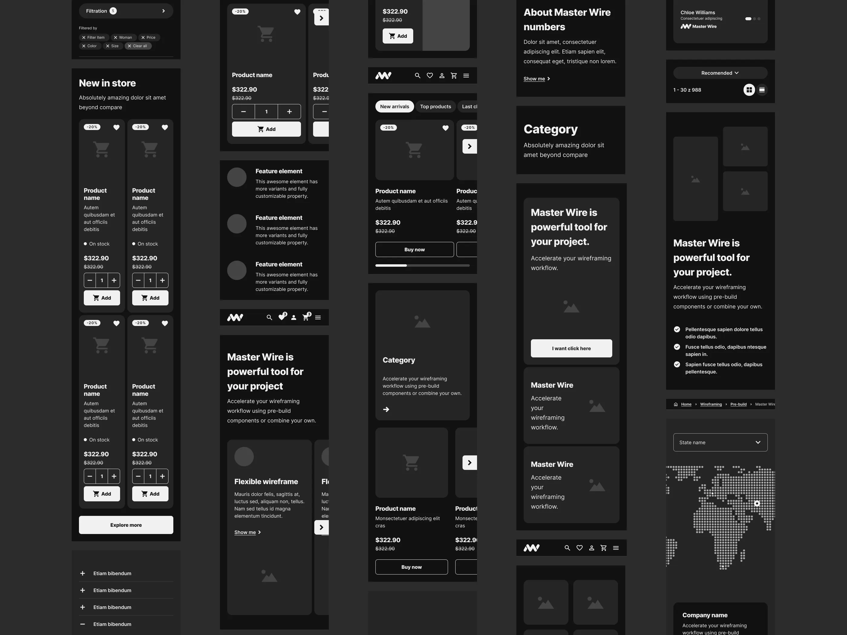 website wireframe depicting web design process