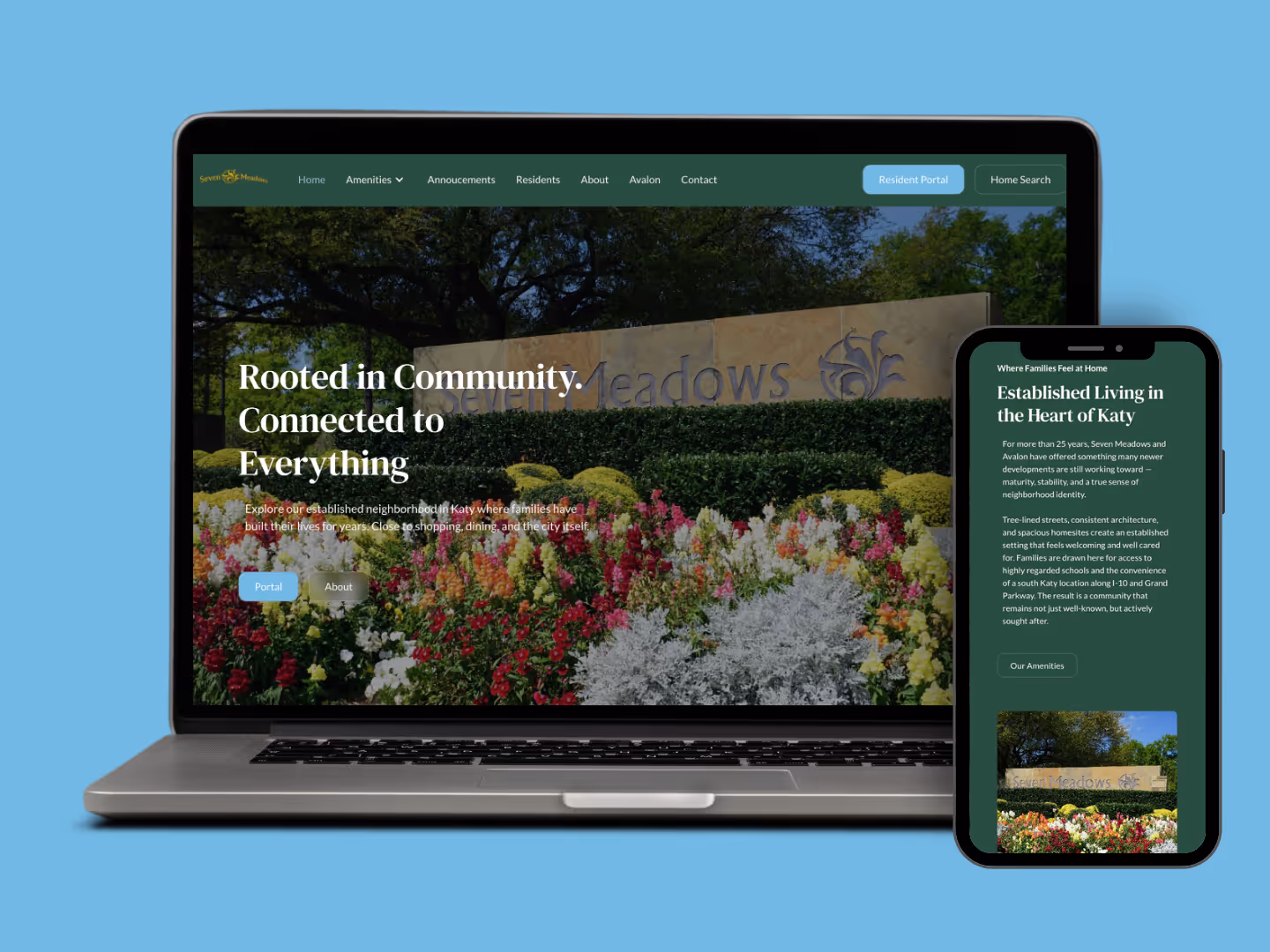 Website homepage of Seven Meadows